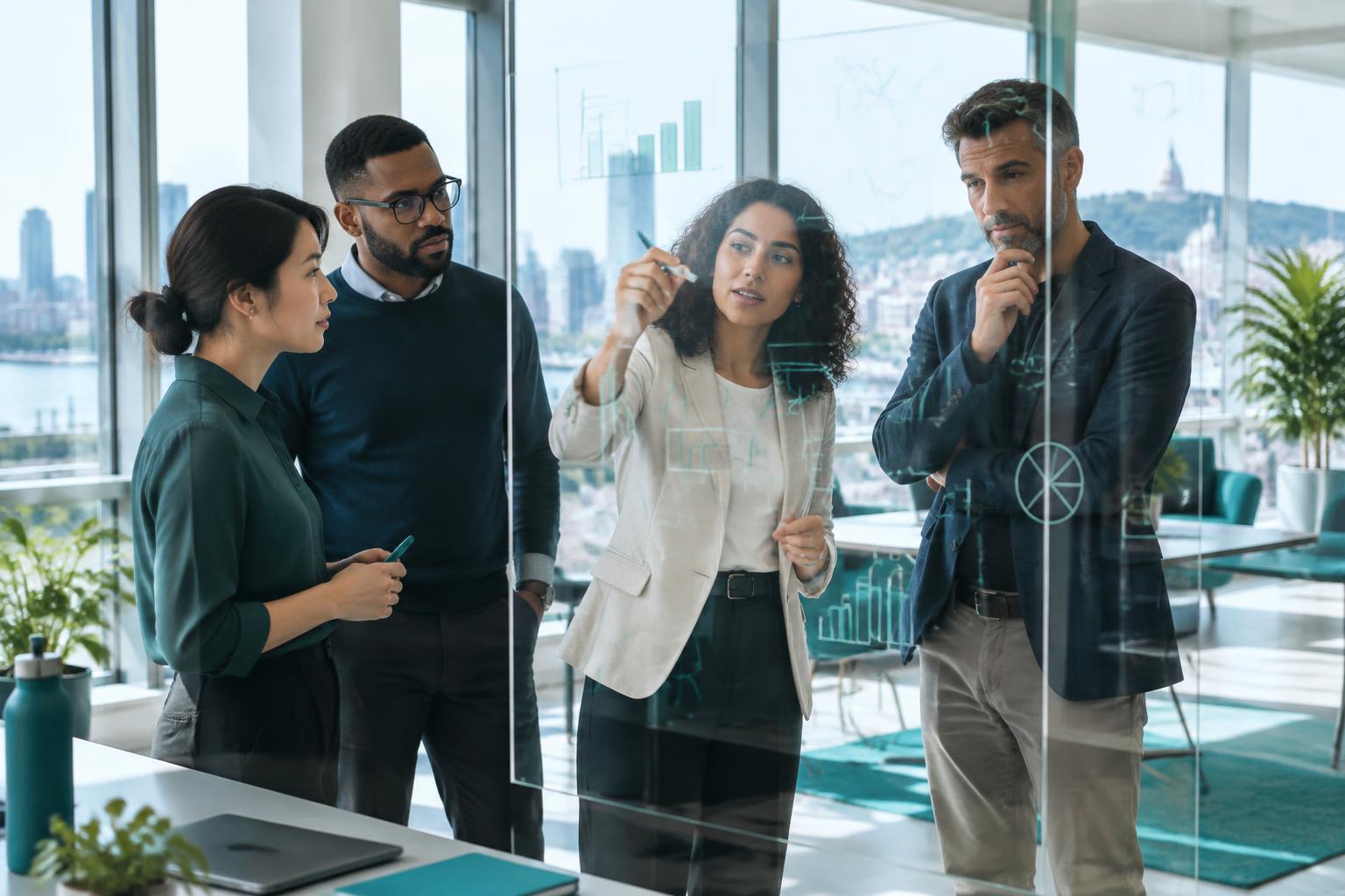 Équipe multidisciplinaire en atelier stratégique d'intelligence artificielle
